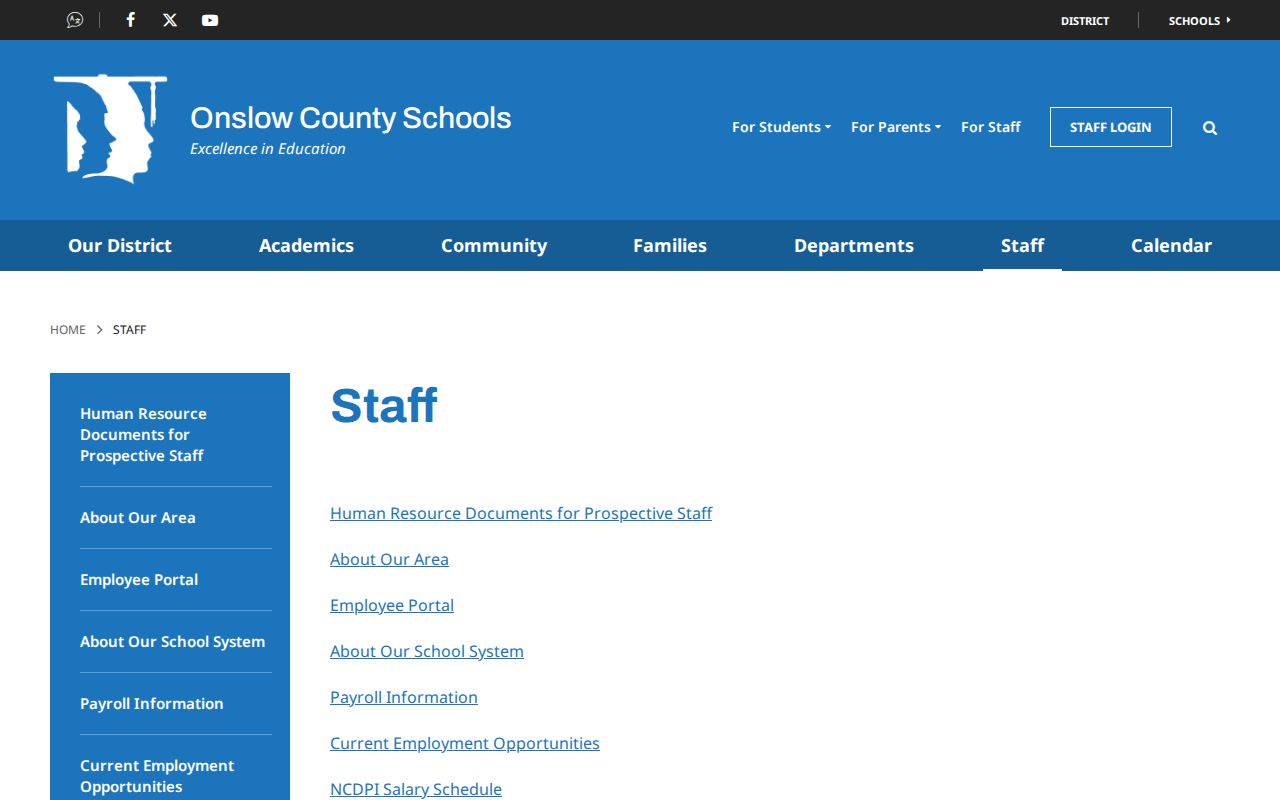 Jacksonville people directories Onslow County Schools staff page