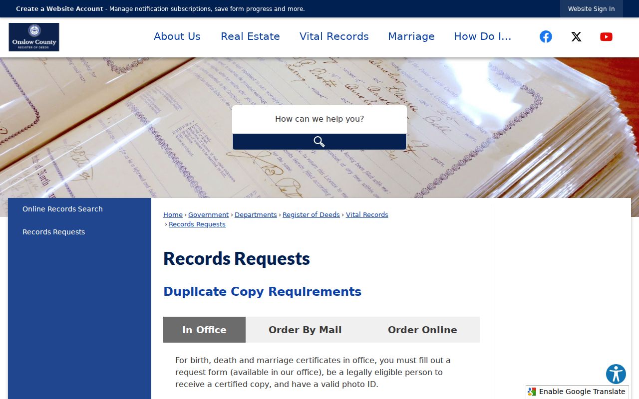 Jacksonville public records request channels for local vital certificates